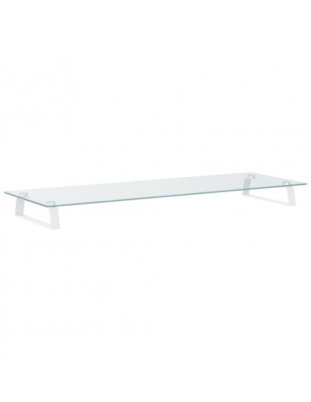 Supporto per Monitor Bianco 100x35x8cm Vetro Temperato Metallo