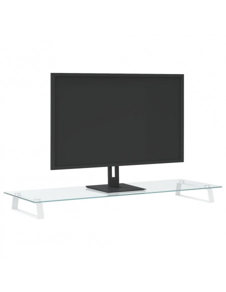 Supporto per Monitor Bianco 100x35x8cm Vetro Temperato Metallo