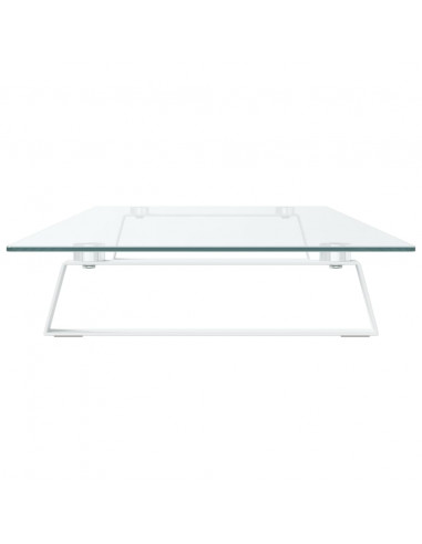 Supporto per Monitor Bianco 100x35x8cm Vetro Temperato Metallo