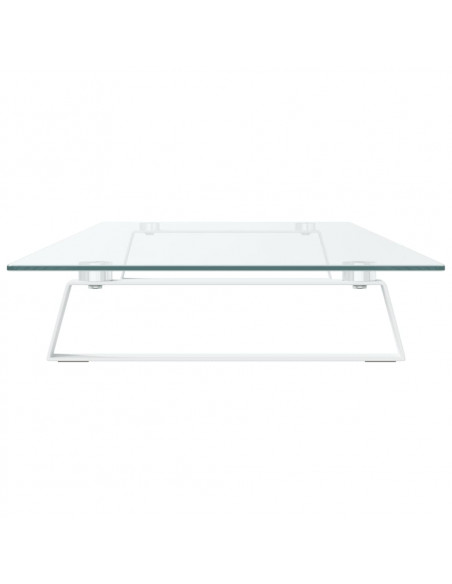 Supporto per Monitor Bianco 100x35x8cm Vetro Temperato Metallo