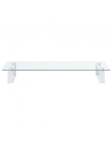 Supporto per Monitor Bianco 60x35x8cm Vetro Temperato e Metallo