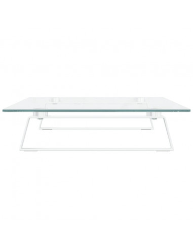 Supporto per Monitor Bianco 60x35x8cm Vetro Temperato e Metallo