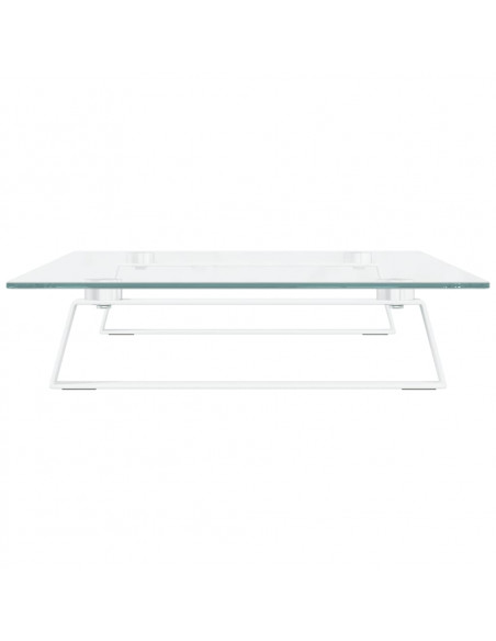 Supporto per Monitor Bianco 60x35x8cm Vetro Temperato e Metallo