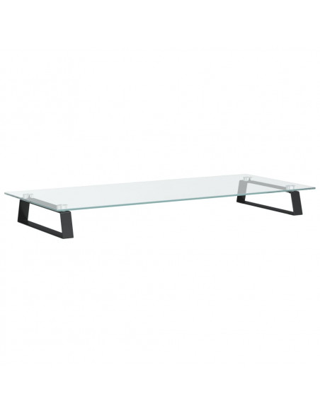 Supporto per Monitor Nero 80x35x8cm Vetro Temperato e Metallo