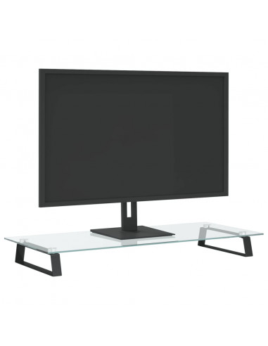 Supporto per Monitor Nero 80x35x8cm Vetro Temperato e Metallo