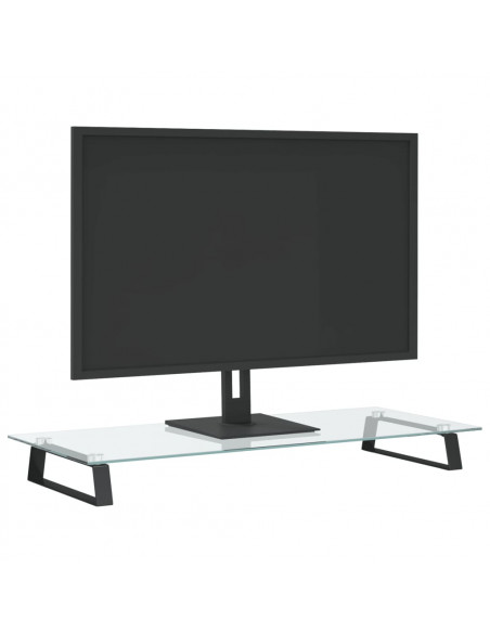 Supporto per Monitor Nero 80x35x8cm Vetro Temperato e Metallo