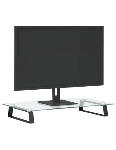Supporto per Monitor Nero 60x35x8cm Vetro Temperato e Metallo