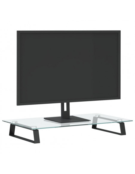 Supporto per Monitor Nero 60x35x8cm Vetro Temperato e Metallo