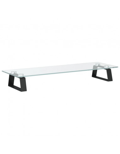Supporto per Monitor Nero 60x20x8cm Vetro Temperato e Metallo