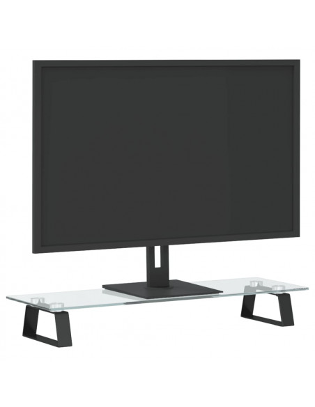Supporto per Monitor Nero 60x20x8cm Vetro Temperato e Metallo