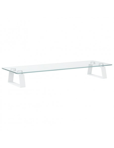 Supporto per Monitor Bianco 60x20x8cm Vetro Temperato e Metallo