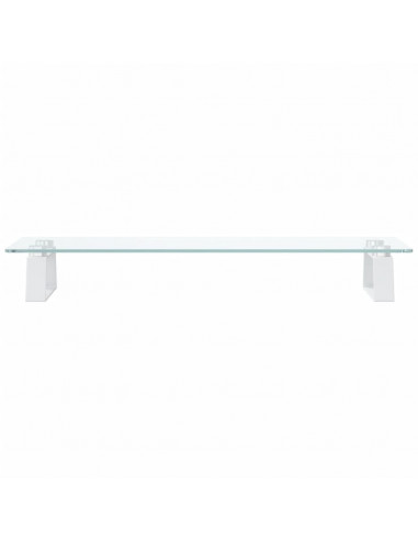 Supporto per Monitor Bianco 60x20x8cm Vetro Temperato e Metallo