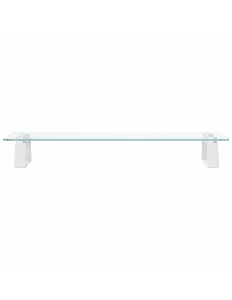 Supporto per Monitor Bianco 60x20x8cm Vetro Temperato e Metallo
