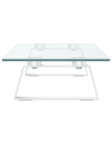 Supporto per Monitor Bianco 60x20x8cm Vetro Temperato e Metallo