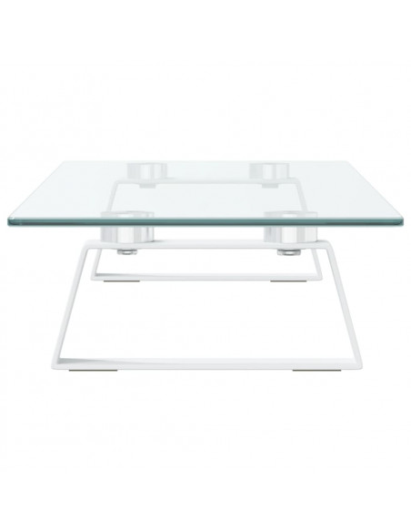 Supporto per Monitor Bianco 60x20x8cm Vetro Temperato e Metallo
