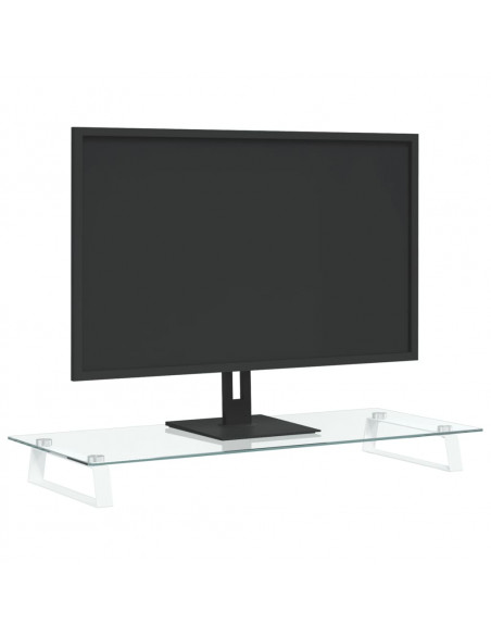 Supporto per Monitor Bianco 80x35x8cm Vetro Temperato e Metallo