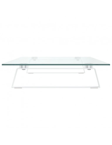 Supporto per Monitor Bianco 80x35x8cm Vetro Temperato e Metallo