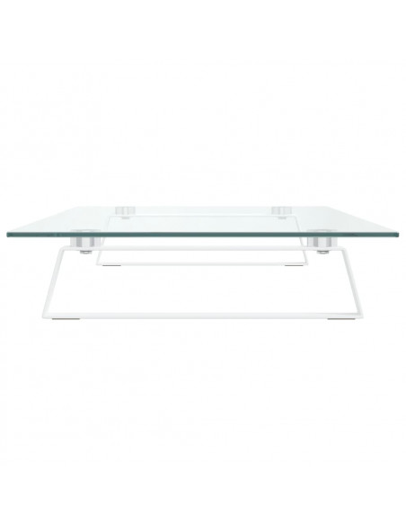 Supporto per Monitor Bianco 80x35x8cm Vetro Temperato e Metallo