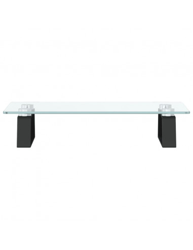 Supporto per Monitor Nero 40x20x8cm Vetro Temperato e Metallo