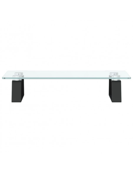 Supporto per Monitor Nero 40x20x8cm Vetro Temperato e Metallo