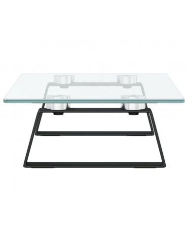 Supporto per Monitor Nero 40x20x8cm Vetro Temperato e Metallo