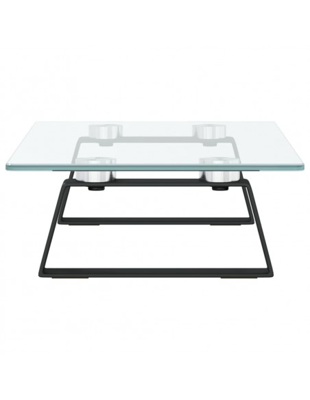 Supporto per Monitor Nero 40x20x8cm Vetro Temperato e Metallo