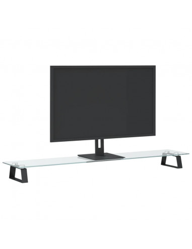 Supporto per Monitor Nero 100x20x8cm Vetro Temperato e Metallo