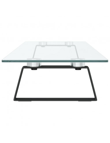 Supporto per Monitor Nero 100x20x8cm Vetro Temperato e Metallo