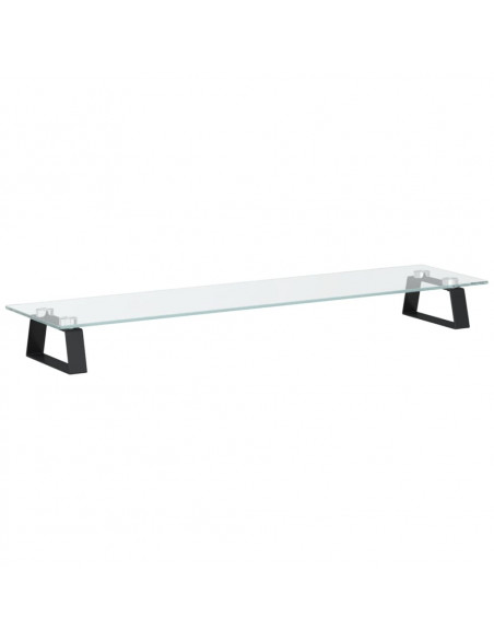 Supporto per Monitor Nero 80x20x8cm Vetro Temperato e Metallo