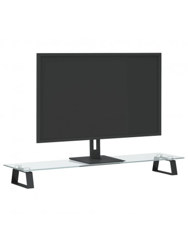 Supporto per Monitor Nero 80x20x8cm Vetro Temperato e Metallo