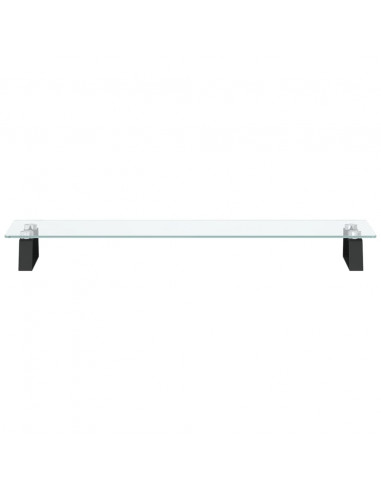 Supporto per Monitor Nero 80x20x8cm Vetro Temperato e Metallo