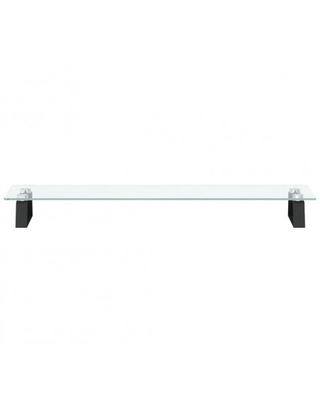 Supporto per Monitor Nero 80x20x8cm Vetro Temperato e Metallo
