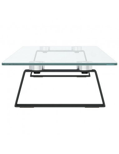 Supporto per Monitor Nero 80x20x8cm Vetro Temperato e Metallo