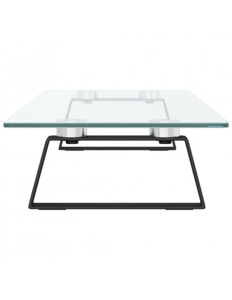 Supporto per Monitor Nero 80x20x8cm Vetro Temperato e Metallo