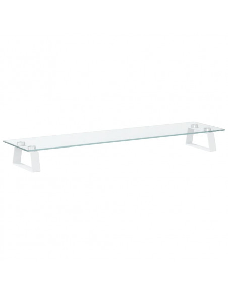 Supporto per Monitor Bianco 80x20x8cm Vetro Temperato e Metallo