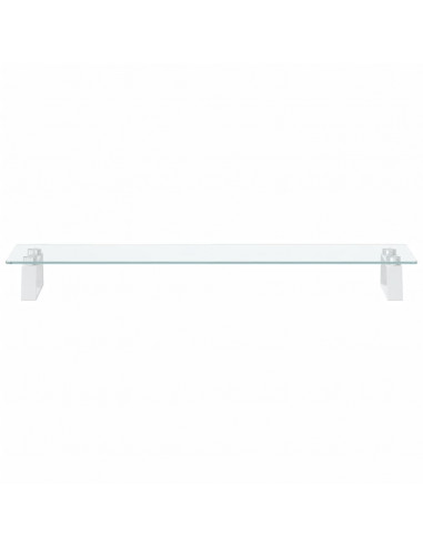 Supporto per Monitor Bianco 80x20x8cm Vetro Temperato e Metallo