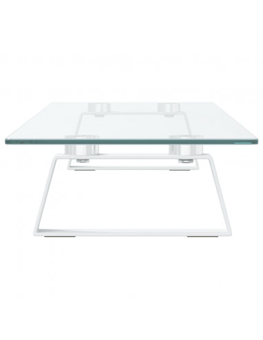 Supporto per Monitor Bianco 80x20x8cm Vetro Temperato e Metallo