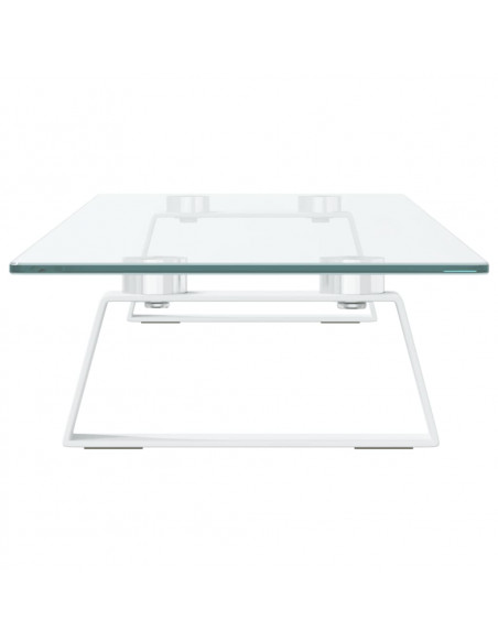Supporto per Monitor Bianco 80x20x8cm Vetro Temperato e Metallo