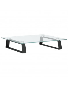 Supporto per Monitor Nero 40x35x8cm Vetro Temperato e Metallo 2