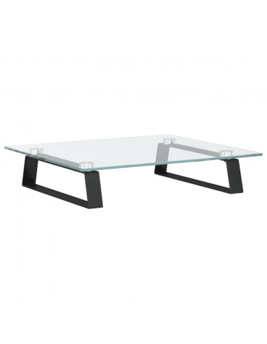 Supporto per Monitor Nero 40x35x8cm Vetro Temperato e Metallo