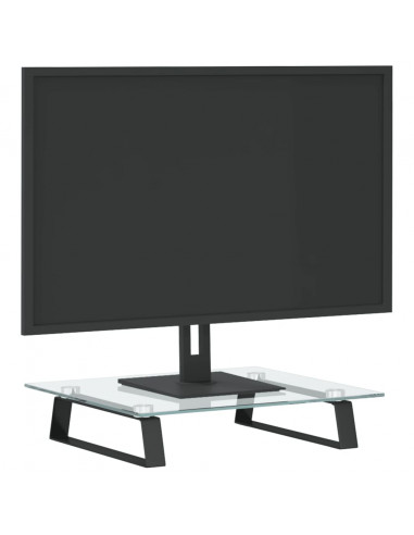 Supporto per Monitor Nero 40x35x8cm Vetro Temperato e Metallo