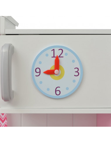 Cucina Giocattolo in Legno 82x30x100 cm Rosa e Bianca