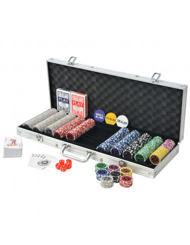Set da Poker con 500 Chips Laser in Alluminio