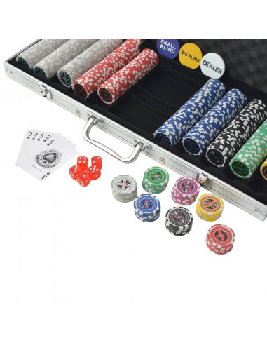 Set da Poker con 500 Chips Laser in Alluminio