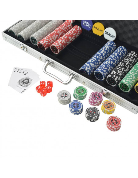 Set da Poker con 500 Chips Laser in Alluminio