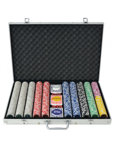 Set da Poker con 1000 Chips Laser Alluminio