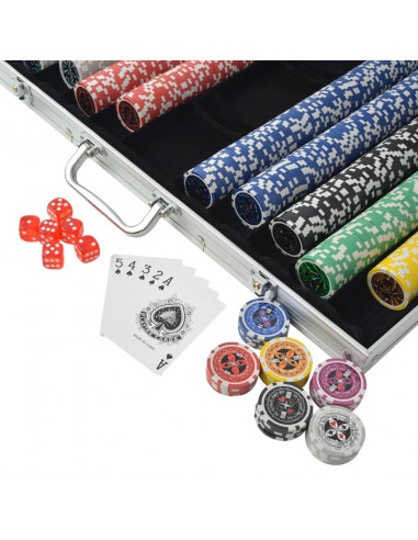 Set da Poker con 1000 Chips Laser Alluminio