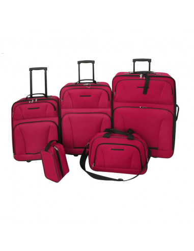 Set da Viaggio Trolley e Borse 5 pz Rosso