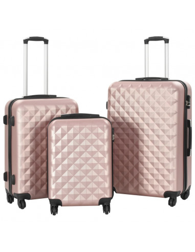 Set Trolley a Custodia Rigida 3 pz Oro Rosa in ABS