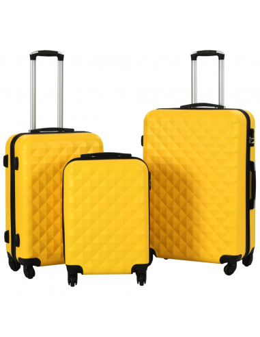 Set Trolley a Custodia Rigida 3 pz Giallo in ABS